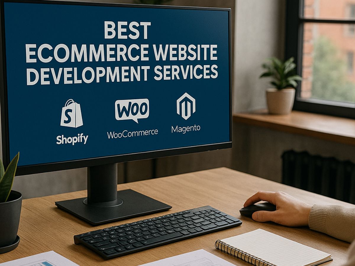 Best website development services in Kerala displayed on a professional workspace monitor with ecommerce platforms