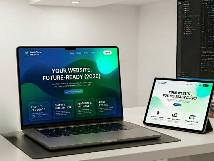 Modern responsive website design displayed on a laptop and tablet by the best web design company in Kerala