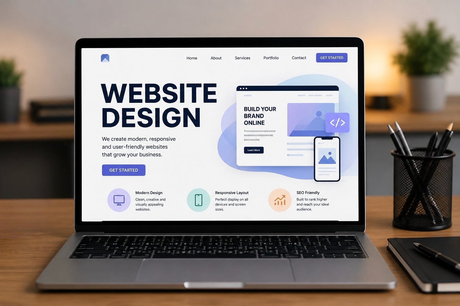 Modern website design displayed on a laptop screen for businesses seeking a website design company in Kochi