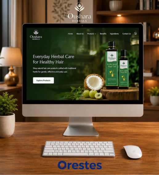 Professional business website displayed on a desktop by the best web design company in Kerala with a modern office setup.