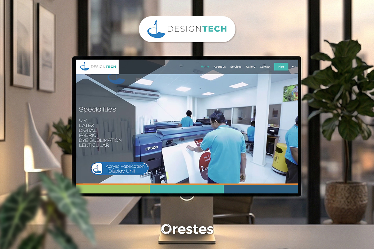 A person holding a tablet with a stylus, displaying the "Other Locations" section of the website. Four columns show contact details and email addresses for regional branches: DGB Advertising in Bahrain, Oman, Saudi Arabia (Riyadh/Jeddah), and Qatar.
