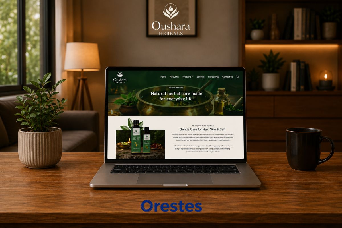 Professional business website displayed on a desktop by the best web design company in Kerala with a modern office setup.